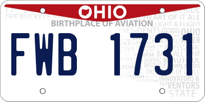 OH license plate FWB1731