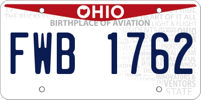 OH license plate FWB1762