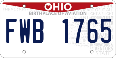 OH license plate FWB1765