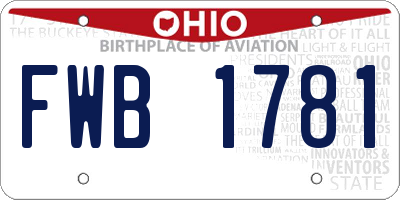 OH license plate FWB1781