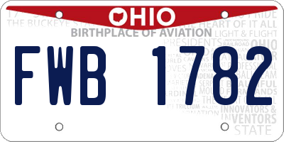 OH license plate FWB1782