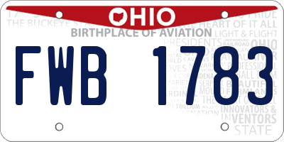 OH license plate FWB1783