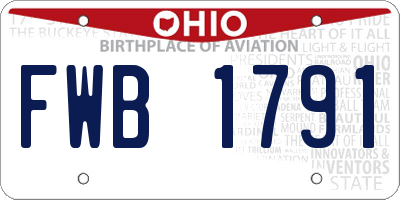 OH license plate FWB1791