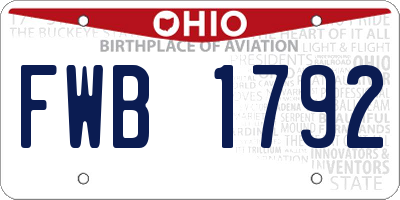 OH license plate FWB1792