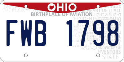 OH license plate FWB1798