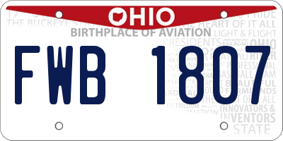 OH license plate FWB1807