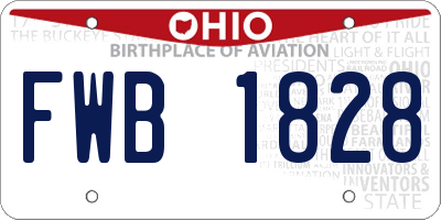 OH license plate FWB1828