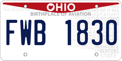 OH license plate FWB1830