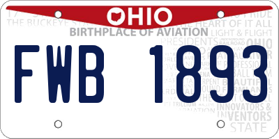 OH license plate FWB1893