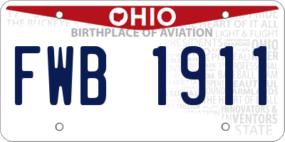 OH license plate FWB1911