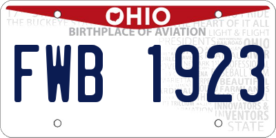 OH license plate FWB1923