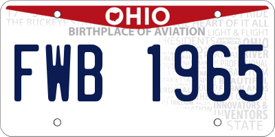 OH license plate FWB1965