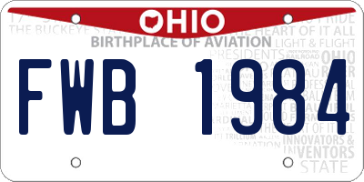 OH license plate FWB1984