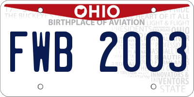 OH license plate FWB2003