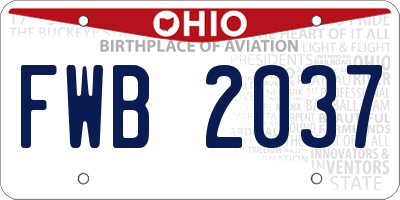 OH license plate FWB2037