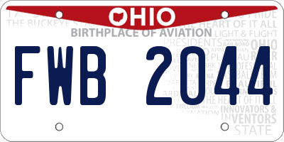 OH license plate FWB2044
