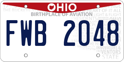 OH license plate FWB2048