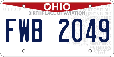 OH license plate FWB2049