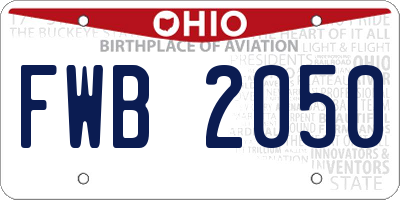 OH license plate FWB2050