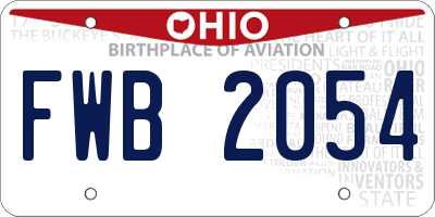 OH license plate FWB2054