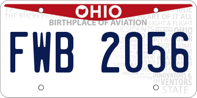 OH license plate FWB2056