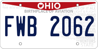 OH license plate FWB2062