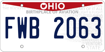 OH license plate FWB2063