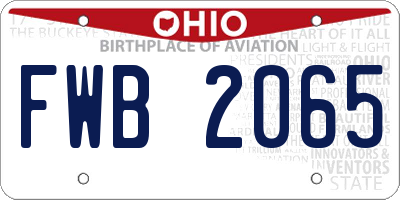 OH license plate FWB2065