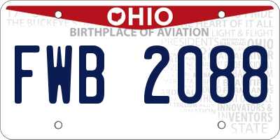 OH license plate FWB2088