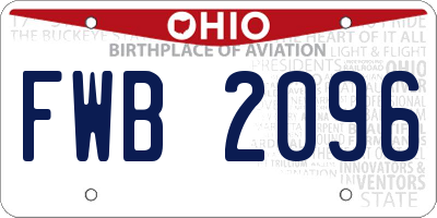 OH license plate FWB2096