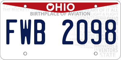 OH license plate FWB2098