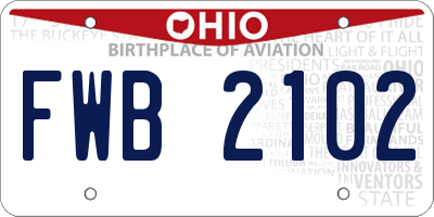 OH license plate FWB2102