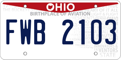 OH license plate FWB2103