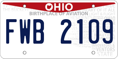 OH license plate FWB2109