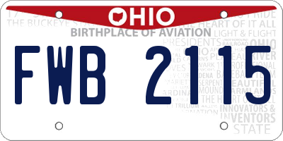 OH license plate FWB2115