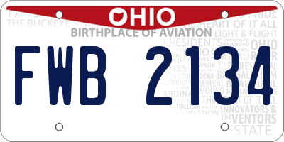 OH license plate FWB2134