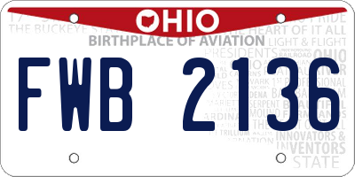 OH license plate FWB2136