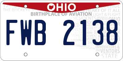 OH license plate FWB2138