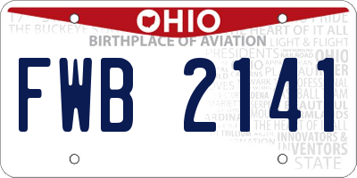 OH license plate FWB2141