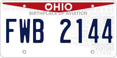 OH license plate FWB2144