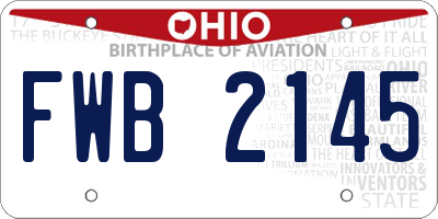 OH license plate FWB2145