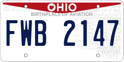 OH license plate FWB2147