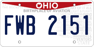 OH license plate FWB2151