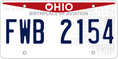 OH license plate FWB2154