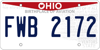 OH license plate FWB2172