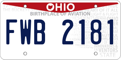 OH license plate FWB2181