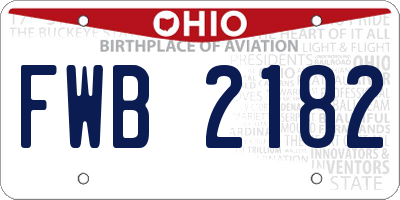 OH license plate FWB2182