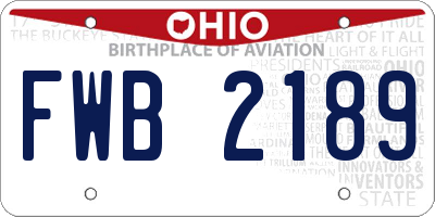 OH license plate FWB2189