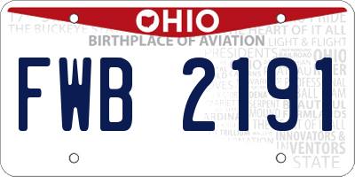 OH license plate FWB2191