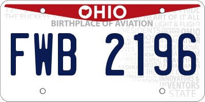 OH license plate FWB2196